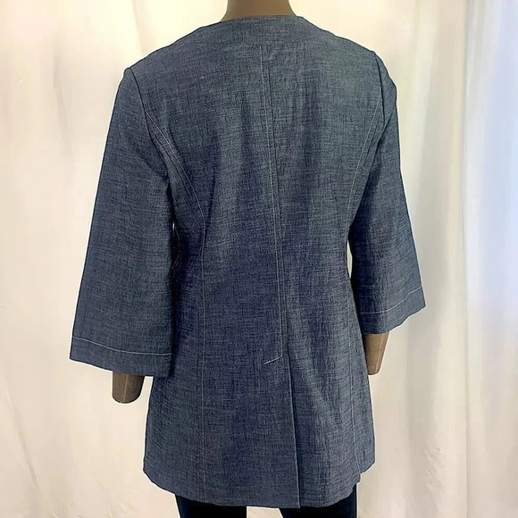 Rafaella Button Down 3/4 Sleeve Blazer Lightweight Jacket Size 8 Slate Blue - Picture 2 of 13